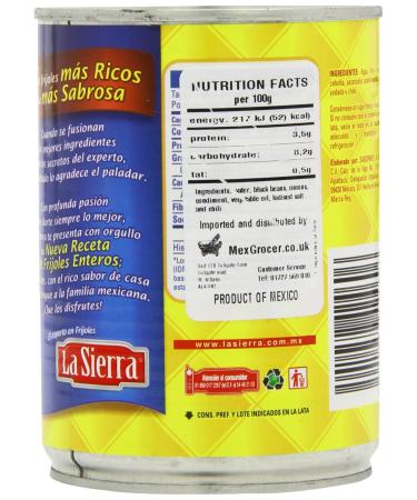 Whole Black Beans (Seasoned) 560g - Authentic Mexican Frijoles Negros Enteros LA SIERRA - International Shipping Available - Buy Online on SooperMarket.com