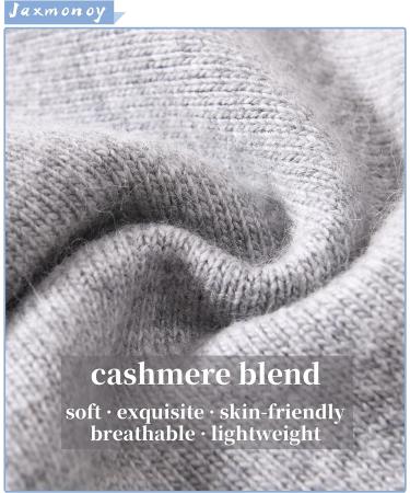 Jaxmonoy Wool Cashmere Slouchy Knit Beanie | Winter Hat for Women - Light Grey - Buy Online on SooperMarket.com