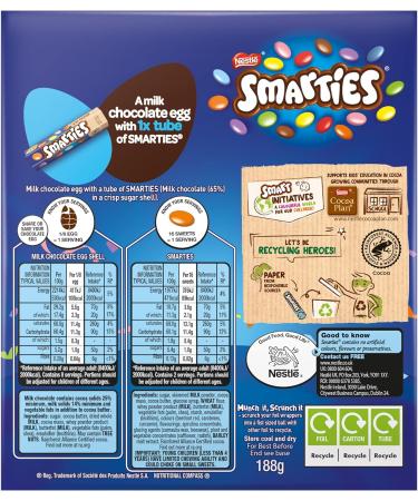 Smarties Milk Chocolate Large Easter Egg 188g - Buy Online on SooperMarket.com