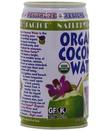 Nature Factor Organic Coconut Water 10oz Cans (12 Pack) - Pure Hydration in Convenient Packaging - Buy Online on SooperMarket.com