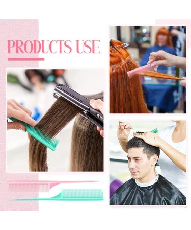 2-Pack Carbon Fiber Rat Tail Teasing Combs - Anti-Static, Heat Resistant for Volume & Styling (Pink & Green) - Buy Online on SooperMarket.com