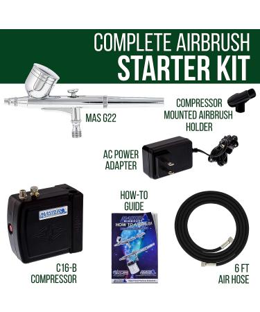 Multi-Purpose Airbrushing System Kit with Portable Mini Compressor - Dual-Action Airbrush for Hobby, Craft, Cake Decorating, Tattoo - Includes Hose & How-to Guide Booklet - Buy Online on SooperMarket.com
