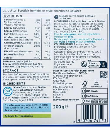 M&S All butter Scottish Shortbread Homebake Styyle Squares 200g in Premier Life Store Packaging  - Buy Online on SooperMarket.com