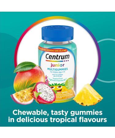Centrum Junior MultiGummies Tropical Fruit Multivitamin and Multimineral Supplement Pineapple-Mango Dragonfruit and Passionfruit Flavours 60 count - Buy Online on SooperMarket.com