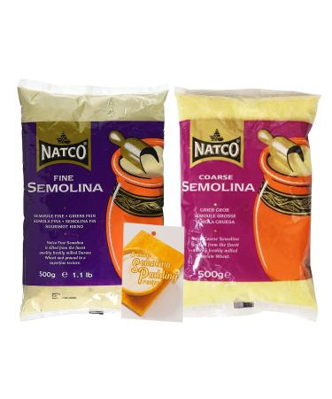 (2 Pack) 500g Natco Course and Fine Semolina Flour for Pizza Pasta Pudding Bread Gnocchi + UpLabel Creations Recipe Card