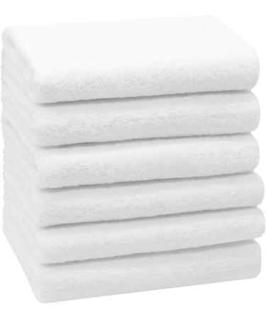 Zollner 6 Set towels in 50x100 cm - suction -strong and soft bath towels in white - with a practical hanger - washable up to 95 C - cotton - hotel quality 6x towels white