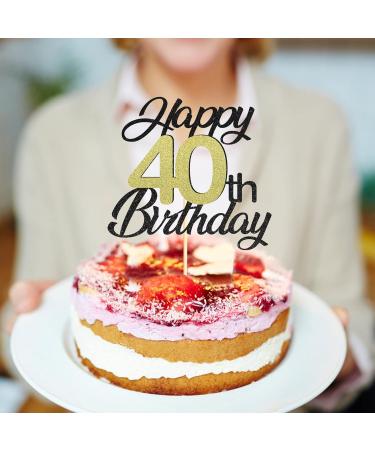 Shop Sumerk 40th Birthday Cake Attachments - Gold & Black Decorations | Perfect for Birthday Party Celebrations - Buy Online on SooperMarket.com