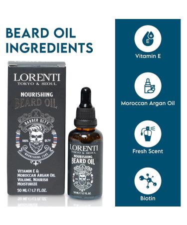Lorenti Men Nourishing Beard Oil - Vitamin E & Moroccan Argan Oil Moisturizer | 50ml | International Shipping Available - Buy Online on SooperMarket.com