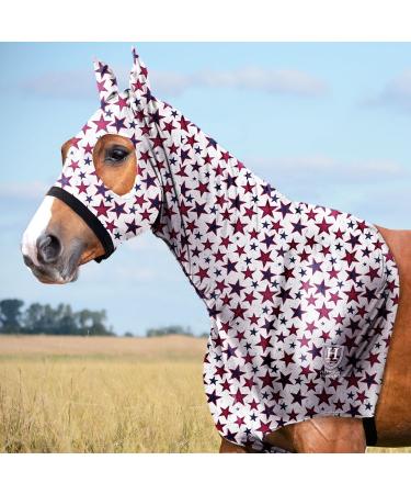 Harrison Howard Soft Fleece Trim Stretchy All-Covered Comfortable Horse Head Hood with zipper-vivid stars L full (large) lively stars