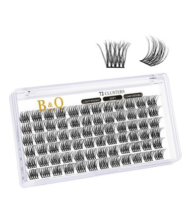 Cluster Lashes D Curl 16mm 72 Clusters B&Q Lash Clusters Individual Lashes Volume Eyelash Clusters DIY Lash Extensions Soft Wispy Cluster Eyelash Extensions DIY at Home (B11 D-16mm) D-16 mm B 11