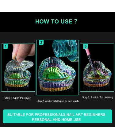 AORAEM 2PCS Nail Tips Art Dappen Dish with Lid - Glass Crystal Cup for Acrylic Liquid Powder - Professional and Home Use - Heart Shape - Buy Online on SooperMarket.com