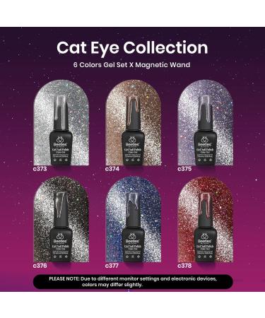 Beetles Gel Nail Polish Kit - 6 Colors Holographic Cat Eyes Red Navy Blue Purple Glitter Black Set with Magnet, LED Lamp - DIY Manicure Kits for Women - Buy Online on SooperMarket.com