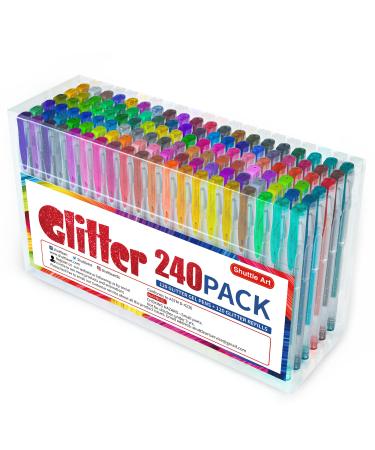 Shuttle Art 240 Pack Glitter Gel Pens 120 Colors Glitter Gel Pen Set with 120 Refills for Adult Coloring Books Craft Doodling 240 Pack Glitter Colors