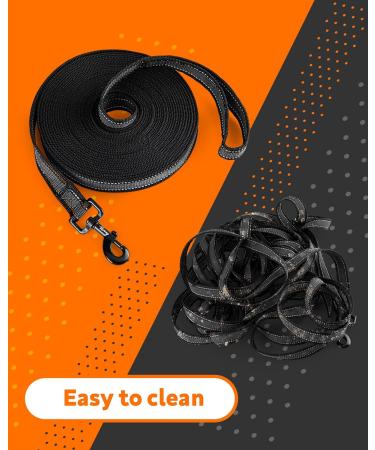Toozey Adjustable Long Line Leash 10m Black - Non-Slip Recall Lead for Tracking, Camping, and Play | Padded Handle, Storage Bag | Robust Dog Training Lead - Buy Online on SooperMarket.com