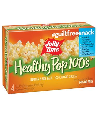 Jolly Time 100 Calorie Healthy Pop Butter Microwave Popcorn - 4 CT, 12 Ounce (Pack of 48) - Buy Online on SooperMarket.com