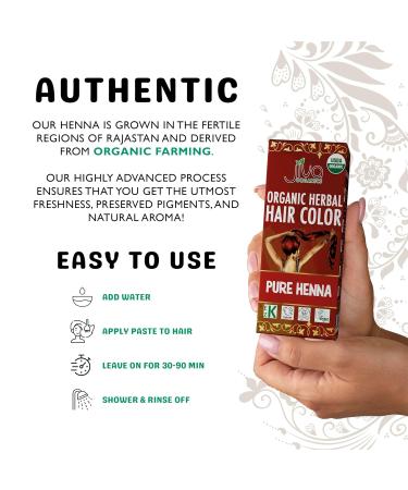 Jiva Organic Henna Powder for Hair - 100% Pure Certified Organic Hair Colorant - No Chemicals Vegan Cruelty-Free Shipping Worldwide - Buy Online on SooperMarket.com