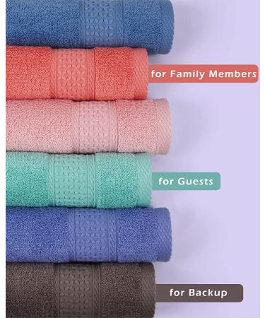 Cleanbear Wash Cloths 12 Pack for Body and Face - Soft 13x13 Inches Bulk Washcloth Set with Assorted Colors - Rust, Baby Pink, Brown, Blue, Grey, Lavender - 12 Pieces - Buy Online on SooperMarket.com