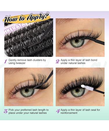 PHKERATA DIY Eyelash Extension Kit 8-16MM D Curl - 185Pcs Individual Lash Clusters with Glue, Tweezers, and Seal for Perfect Results - Buy Online on SooperMarket.com