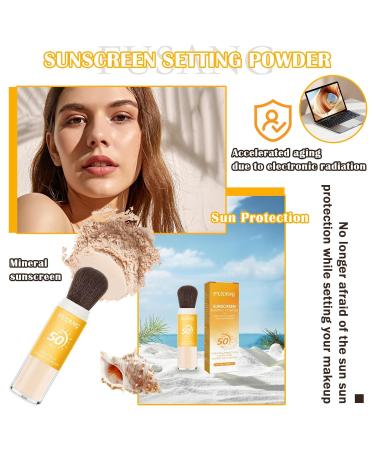Buy SPF 50++ Mineral Sunscreen Setting Powder | Lightweight Matte Translucent Face Powder with Brush | Oil Control & Breathable Concealer - International Shipping Available - Buy Online on SooperMarket.com