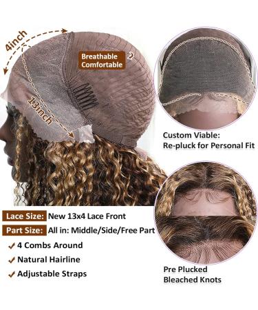 CYNOSURE 26 Curly Honey Blond Ombre Highlight Lace Front Human Hair Wig - Pre Plucked & Invisible - Women's 26 Inch - Buy Online on SooperMarket.com