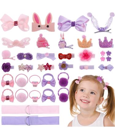 Melliex 36 pieces of hair clip set girl baby haircutts hair loop small hairpins children hair clips set headdress pink & purple pink purple