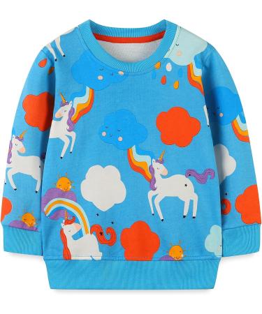 Girls Cotton Sweatshirt | Kids Casual Jumper Long Sleeve Pullover | Toddler T-Shirt | Ages 1-12 | Unicorn Design | Size 4-5 Years - Buy Online on SooperMarket.com
