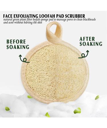 Natural Face Exfoliating Loofah Pad Scrubber - 4 Pack Makeup Remover & Facial Cleansing Brush for Gentle Skin Massage & Blackhead Removal - Beige - Buy Online on SooperMarket.com