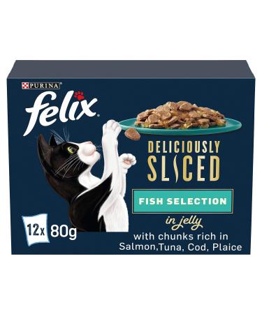 Felix Deliciously Sliced Adult Wet Cat Food Ocean Selection 12x80g Pack of 4 Ocean 960 g (Pack of 4)