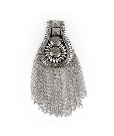 AUEAR, 1 Pair Shoulder Epaulets Tassel Fringe Shoulder Pads Blazer Decoration for Jackets (Silver) Style B Silver