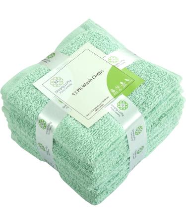 Premium 100% Cotton Washcloth Set - Aqua Mint (12 Pack) | Highly Absorbent Facial Fingertip Towels for Bathroom by SIMPLY LOFTY - Buy Online on SooperMarket.com
