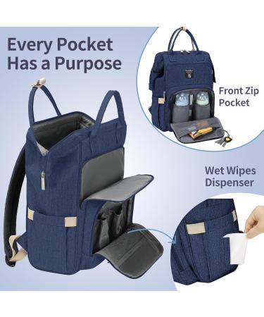 Stylish Pomelo Baby Diaper Backpack - Multifunctional Water-Repellent Large Capacity with Diaper Pad - New Blue Version - Buy Online on SooperMarket.com