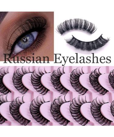 Russian False Eyelashes - Natural D Curly Strip Lashes for Parties, Weddings, Birthdays - 14 Pairs - Buy Online on SooperMarket.com