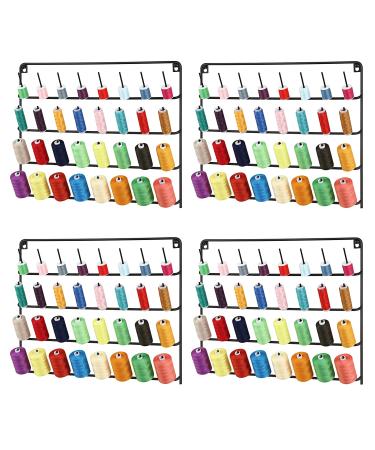 4 Pack Sewing & Embroidery Thread Rack Wall-Mounted Thread Holder Metal Sewing Organizer with Hanging Tools Large Thread Organizer 32-Spool Black