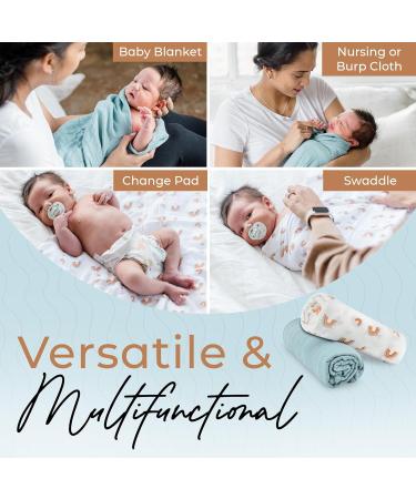Fern & Avery Swaddle Blankets - Gender Neutral Muslin Swaddles for Baby Boy or Girl - Set of 2 Rainbow Blue Newborn Essential Receiving Blankets - Buy Online on SooperMarket.com