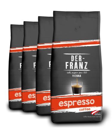 Der-Franz Espresso Coffee whole bean 4 x 1000 g Espresso 1 kg (pack of 4)