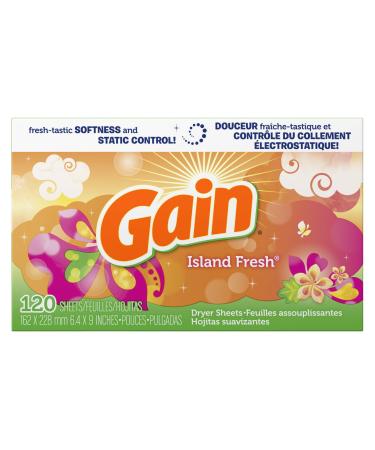 Gain Dryer Sheets with Freshlock, Island Fresh Scent, 120-count