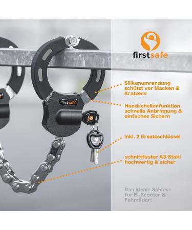 FIRSTSAFE E Scooter Castle - Theft-Proof Handpage Lock for e-Bikes & E-Scooters | Silicone Protection Against Scratches | High-Security Bicycle Lock - Buy Online on SooperMarket.com