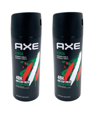 AXE AFRICA Geranium & Vanilla Deodorant Body Spray 48H Non-Stop Fresh -150 ML - Pack of 2