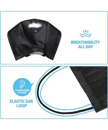 Black Disposable Face Masks 50Pcs - 4-Layer Protection - Breathable Dust Mask for Adults - Buy Online on SooperMarket.com