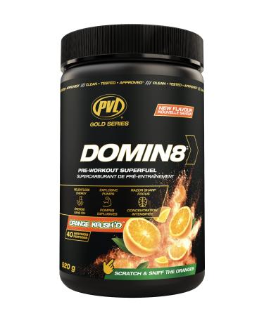 PVL Gold Series Domin8 | Pre-workout Superfuel - full dose Preworkout - 520 g - (Orange Krush'd)
