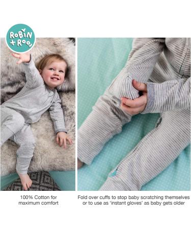 100% Cotton Two-Way Zipper Baby Sleepsuit Unisex Onesie Romper | Footless & Fold Over Cuffs | 3-6 Months | Grey, White, Mint Green - Buy Online on SooperMarket.com
