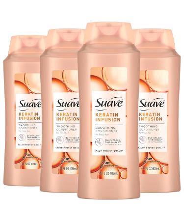 Suave Professionals Smoothing Conditioner For Dry Hair Keratin Infusion Hair Conditioner with 48-hour Frizz Control 28 Ounce (Pack of 4)