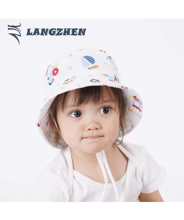 LANGZHEN Baby Girls Beach Sun Hat with Chin Strap, White, 1-2 Years - Buy Online on SooperMarket.com