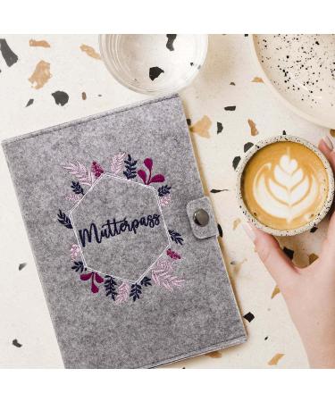 Cozy Racoon Mutterpass Cover - Pink Felt Hexagon | Made in Germany | Personalized Gift for Pregnant Mothers | Includes Pockets for Insurance Card & Ultrasound Images - Buy Online on SooperMarket.com