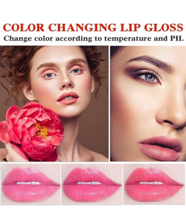 Crystal Jelly Flower Lipstick Set Long Lasting Color Changing Lip Balm with Nutritious Formula, Kawaii Makeup Clear Lipstick with Flower Inside - 2PCS - Buy Online on SooperMarket.com