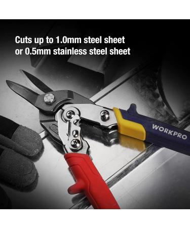 WORKPRO 10" Tin Snips Straight Cr-V Steel Aviation Snips Compound Snips for Cutting Aluminum & Metal Sheets or as Household Scissors - Buy Online on SooperMarket.com