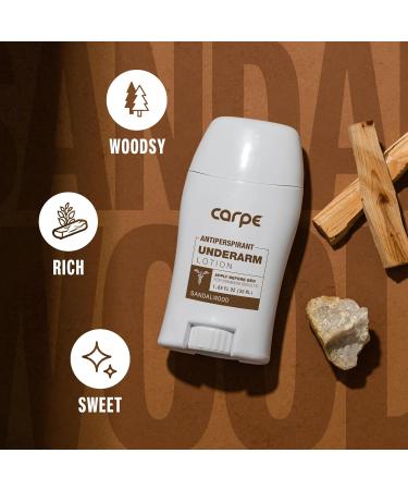 Carpe Underarm Antiperspirant Deodorant Advanced Sweat & Odor Protection Formula - Deodorant for Men & Women - Helps to Combat Excessive Sweating with Odor Control - Sandalwood (Pack of 2) Sandalwood 1.69 Fl Oz (Pack of 2) - Buy Online on SooperMarket.com