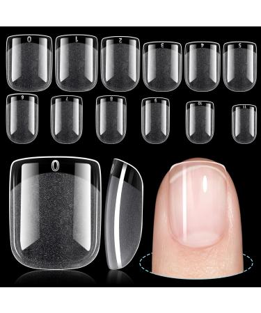 TOMICCA Extra Short Square Fake Nail Tips Half Matte Acrylic Pre Filed Soft Gel Nail Tips 192Pcs Full Cover Pre Shaped 12 Sizes Fake Nails for Beginner and Professional DIY Nail Salon 192Pcs-Extra Short Square Nail Tips