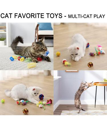 Suhaco 21 Pack Cat Toys for Indoor Cats Interactive Kitten Toy Fun Roller 3 Level Cat Ball Toys with Catnip Ball Self Play Cat Feather Wand Kitty Toy for Boredom (Pink) 21 Pack Pink - Buy Online on SooperMarket.com