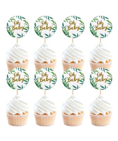Cyodoos 30Pcs Baby Shower Cupcake Toppers Oh Baby Cupcake Toppers Woodland Jungle Safari Theme Cupcakes Decor Gender Reveal Cake Topper Birthday Party Supplies For Kids Dessert Favor
